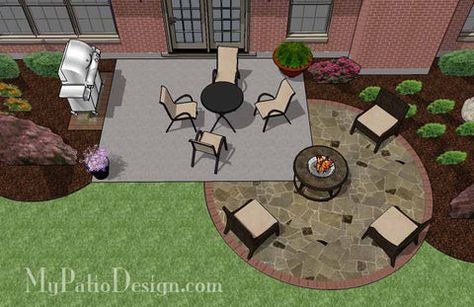 Fire Pit Layout, Patio And Fire Pit, Circle Patio, Patio Plan, Stone Patio Designs, Patio Addition, Patio Plans, Stone Circle, Fire Pit Area