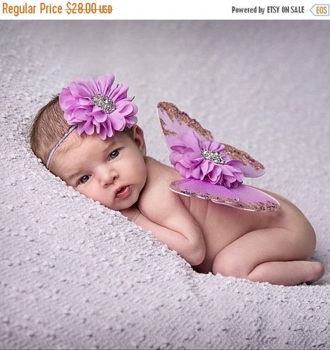 ON SALE Baby Butterfly Wings Sweet Lilac by ASweetSweetBoutique Outfit With Headband, Butterfly Photo, Rock A Bye Baby, Butterfly Photos, Baby Girl Shower Gifts, Newborn Shoot, Headband Baby, Newborn Photoshoot