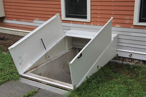 Basement Bulkhead, Diy Crawlspace, Crawl Space Door, Bulkhead Doors, Bilco Doors, Window Ventilation, Basement Door, Building A Basement, Low Ceiling Basement