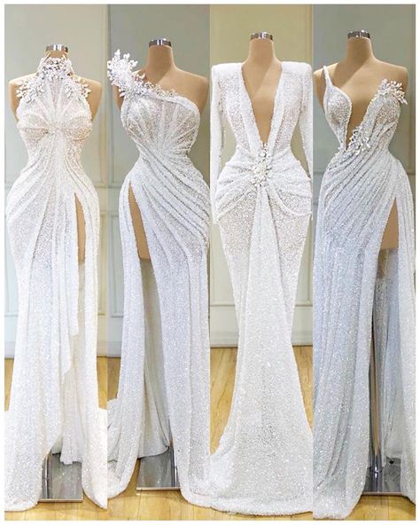 @igluxeweddings on Instagram: “Would you say YES to these dresses? 😍 by @valdrinsahitiofficial! From left, to right, 1-4? Which is your fav? - #bride #bridesmaids…” White Gowns, Vestidos Vintage, Reception Dress, Glam Dresses, 가을 패션, Gorgeous Gowns, Dream Wedding Dresses, Beautiful Gowns, Event Dresses