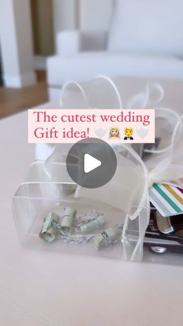 Charity Lighten on Instagram: "This is the cutest wedding gift idea that I got from a friend (thanks Julie)!
You’ll need a little car (which I got on Amazon), some ribbon and some cash!
I used a sharpie to write “Just Married” and the wedding date on the car!" Just Married Gift Ideas, Just Married Gifts, Wedding Cash Gift Ideas, Weeding Gift Ideas For Couples, Diy Wedding Gift Ideas, Weeding Gift Ideas, Wedding Cash Gift, Couples Money, Just Married Car