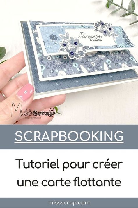 Tutoriel avec les techniques du scrapbooking pour réaliser une carte flottante que tu vas pouvoir offrir à tout moment de l'année. C'est un cadeau qui fait toujours plaisir à recevoir, et sur la carte tu peux personnaliser le message comme bon te semble. C'est un excellent cadeau personnalisé et surtout original et unique à offrir et à recevoir. Missscrap Scrapbooking Original, One Sheet Wonder, Stamping Up, Diy Scrapbook, Stampin Up, 3 D, Pop Up, Cricut, Scrapbooking