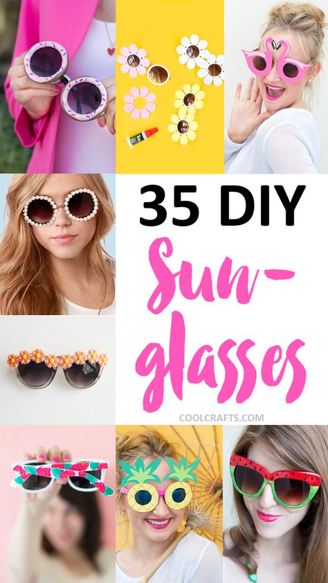 35 DIY Sunglasses You'll Actually Want to Rock This Summer, http://www.coolcrafts.com/diy-sunglasses/ Coolest Crafts, Crazy Sunglasses, Diy Sunglasses, Diy Glasses, Cat Eye Colors, Top Sunglasses, Diy Shades, Summer Shades, Cheap Crafts