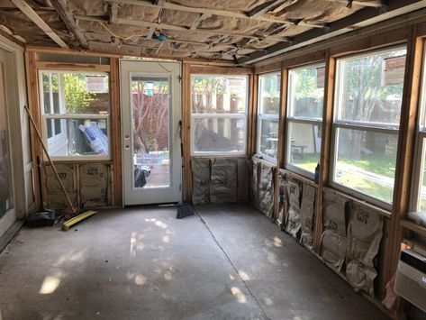 DIY Sunroom – Roof, Electric, HVAC and Exterior Painting Diy Porch To Sunroom, Flat Roof Sunroom Addition, Diy Sunroom Addition, Diy Sunroom On A Budget, Porch To Sunroom Conversion, Sunroom Roof, Sunroom Diy, Diy Sunroom, Porch To Sunroom