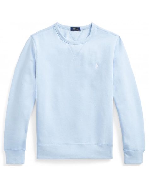 Polo Ralph Lauren Mens Crewneck Polo Player Sweatshirt, Elite Blue Jumper Ralph Lauren Crewneck, Office Blue, Blue Ralph Lauren, Ralph Lauren Fleece, Raglan Sleeve Sweatshirt, Blue Jumper, Crew Neck Jumper, Fleece Sweatshirt, Mens Crew Neck