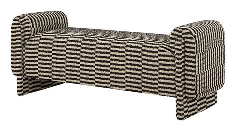 Add a little extra seating to any room of the house with our Winnipeg Bench. This piece pairs a clean-lined silhouetted with chic curvy edges, a soft, supportive seat cushion and unique rounded armrests. All of this is fully covered in textural black-and-cream upholstery for a goes-with-everything feel. Right at home in any modern home, Winnipeg would be perfect nestled at the foot of the bed or as a spot to slip on shoes in a welcoming entryway. •upholstered in domino woven•fabric content: 100% Vintage Pieces In Modern Home, Cushion Bench Seat, Bench In Front Of Window, King Bed Bench, Mcm Bench, Art Deco Bench, Entryway Seating, Shoe Bench Entryway, Welcoming Entryway