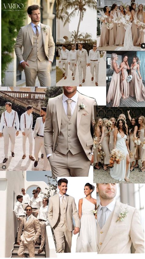 Tan Wedding Colors, Groomsmen Colours, Wedding Pictures Beach, Champagne Wedding Colors, Tan Wedding, Groom Wedding Attire, Wedding G, Bridesmaid Colors, Wedding Design Decoration