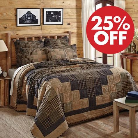 Coal Creek Collection Primitive Bedding, Rustic Bedroom Design, Rustic Quilts, Primitive Bathrooms, Primitive Quilts, Vhc Brands, Country Quilts, Farmhouse Bedding, Pallet Furniture Bedroom