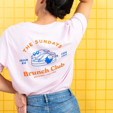 Brunch Illustration Design, The Sundays, Brunch Shirts, Brunch Club, T Shirt Logo Design, Shirt Inspiration, Doodle Design, Shirt Logo Design, Green Inspiration