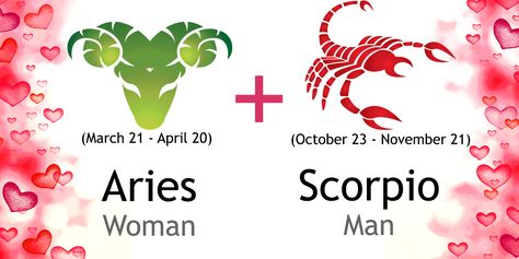 Love match compatibility between Aries woman and Scorpio man. Read about the Aries female love relationship with Scorpio male. March Aries Men, Scorpio Aries Compatibility, Scorpio Matches, Scorpio And Aries, Aries Male, Scorpio Female, Aries Relationship, Aries Compatibility, Scorpio Relationships