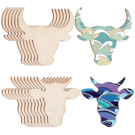 PRICES MAY VARY. Sufficient Quantity--You will get 60pcs unfinished cow head wooden slices in 2styles, 30pcs/style, the size is cattle head: about 50x50x2mm/1.97x1.97x0.08"; cow head: about 45x50x2mm/1.77x1.97x0.08". The abundant quantity can meet your various DIY needs. Premium Quality--The unfinished slices is made of high quality natural wood, laser cut without burrs, sturdy and durable, easy to color and environmentally friendly processed. Perfect for Decoration --You can use our wood slices Wood Cow Head, Wood Cow, Holiday Crafts Diy, Wooden Slices, Ornament Diy, Cow Head, Wooden Cutouts, Farmhouse Decoration, Farmhouse Art