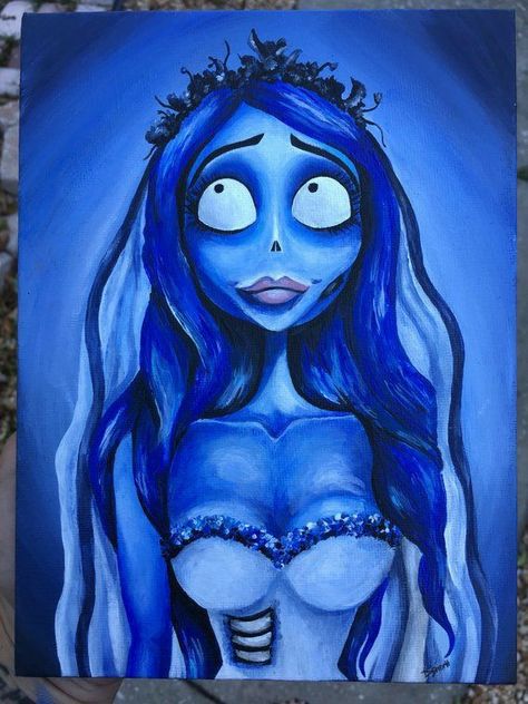 Tim Burton Painting Ideas, Victor And Emily, Disney Canvas Art, Arte Van Gogh, Hippie Painting, Canvas Painting Designs, Cute Canvas, Halloween Painting, Canvas Painting Diy