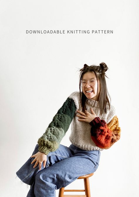 Shop BrendaMadeThis Patterns — brendamadethis Leaf Sweater, Knit Sweater Pattern, Intermediate Knitting Patterns, Jumper Pattern, Pattern Leaf, Jumper Knitting Pattern, Jumper Patterns, Chunky Wool, Bulky Yarn