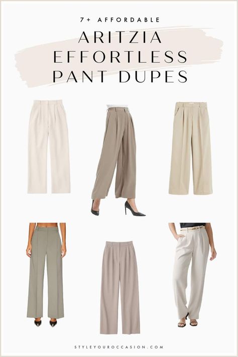 I've tried & tested the best Aritzia Effortless pant dupes. If you love the Aritzia aesthetic and want the same style for less you need to see this list! Create an Aritzia-inpired outfit on a budget with these chic trousers. Aritzia Outfit Winter, Aritzia Effortless Pant, Aritzia Aesthetic, Aritzia Outfit, Effortless Pants, Effortless Pant, Chic Trousers, Wide Leg Pants Outfit, How To Look Expensive