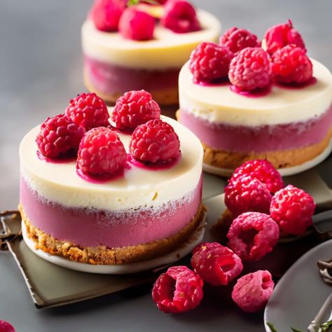 Raspberry-Rose Cheesecake Minis - Recipes - Kraft Heinz Rose Cheesecake, Mini Raspberry Cheesecake, Cheesecake Raspberry, Small Raspberry Cheesecake, Raspberry Rose Cheesecake, Mini Easter Desserts, Mini Lemon Raspberry Cheesecakes, Rasberry Cheesecake, Philadelphia Recipes