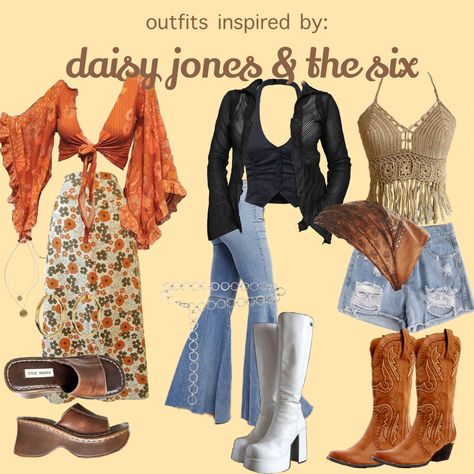 daisy jones & the six outfits | what i would wear if i was in daisy jones & the six | 70s outfits | 70s fashion | 🏵🪕☎️ Daisy Jones And The 6 Outfits, 70s Fashion Lookbook, Casual 70s Outfits Vintage, 70s Woman Outfits, 70s Inspired Outfits Party, 70s Fashion Skirt Outfit, Simple Plan Concert Outfit, 70s Bitmoji Outfits, 70s Core Outfits