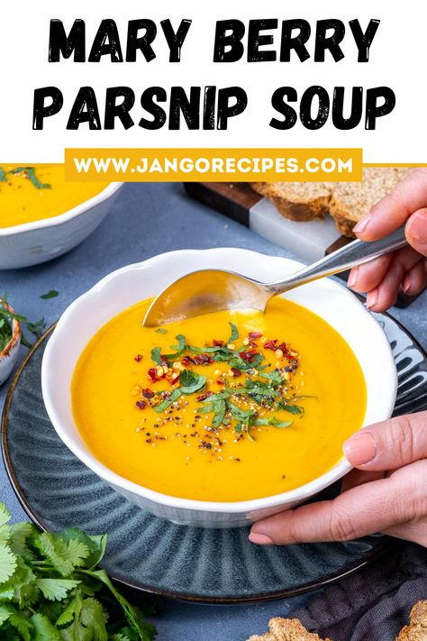 Looking for a warm and cozy hug in a bowl? Meet Mary Berry Parsnip Soup Recipe! Parsnip Soup Recipes, Curried Parsnip Soup Recipe, Spicy Parsnip Soup Recipes, Creamy Parsnip Soup, Spicy Parsnip Soup, Carrot And Parsnip Soup, Curried Parsnip Soup, Seafood Bisque Recipe, Coconut Lentil Soup