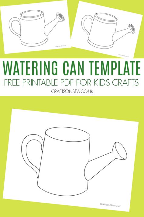 Watering Can Template (FREE Printable PDF) G Is For Garden Preschool Craft, Gardening Art Projects For Toddlers, Watering Can Art Preschool, Garden Tools Activities Preschool, Garden Theme Preschool Free Printables, Garden Theme Preschool Crafts, Garden Art Crafts For Preschoolers, Garden Crafts For Preschoolers, Garden Art For Preschoolers