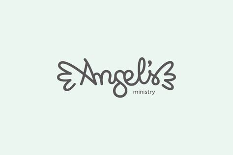 Angel Logo Design Art, Angel Logo Ideas, Angel Typography, Angel Logo Design, Angel Graphic Design, Angel Font, Bohemian Logo Design, Angel Logo, Kiss Logo