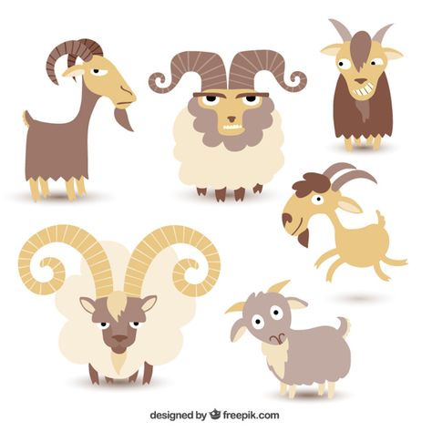 More than a million free vectors, PSD, photos and free icons. Exclusive freebies and all graphic resources that you need for your projects Goat Illustration, Cartoon Sheep, Goat Logo, Sheep Design, Goat Art, Cute Goats, Shaun The Sheep, Free Illustration, Paint Rock