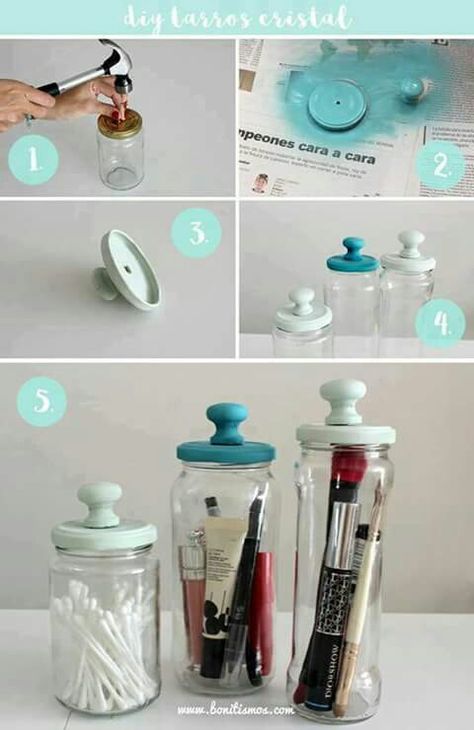 Mason Jar Organization, Astuces Diy, Diy Jar Crafts, Recycled Projects, Jar Diy, Upcycled Crafts, Mason Jar Crafts, Apothecary Jars, Recycled Crafts