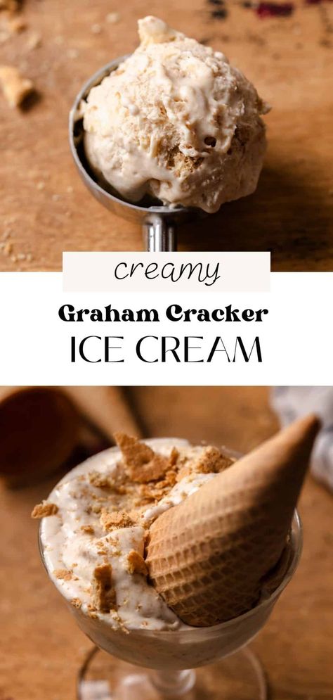 This no churn graham cracker ice cream is made by soaking graham crackers in heavy cream, whipping it up, and swirling in sweetened condensed milk. It's infused with all the warm, honey cinnamon graham cracker flavor we know and love and couldn't be easier to make. No Churn Ice Cream Recipes Condensed Milk, Homemade Ice Cream Sweet Condensed Milk, No Churn Caramel Ice Cream, No Churn Ice Cream With Sweetened Condensed Milk, Graham Cracker Ice Cream, Cinnamon Ice Cream Recipe, Fried Ice Cream Recipe, The Only Ice Cream Recipe You’ll Ever Need, Ice Cream Sauce