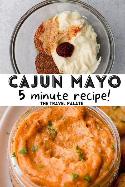 This creamy cajun sauce recipe from The Travel Palate is a quick and simple condiment that tastes great spread on burgers, crab cakes, or as a dip for shrimp and french fries. Use your favorite creole seasoning or a homemade creole seasoning to create this spicy sauce the whole family will enjoy. It's a delicious dip or spread! Cajun Mayo Recipe, Dip For Shrimp, Cajun Sauce Recipe, Cajun Mayo, Creamy Cajun Sauce, Shrimp Dipping Sauce, 5 Minute Recipe, Cajun Sauce, Homemade Sauce Recipes