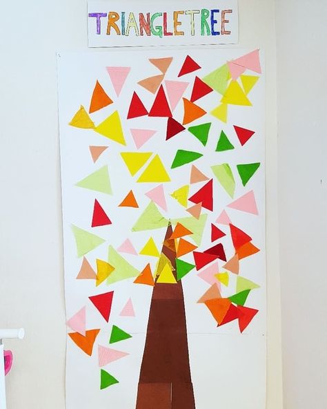 Triangles Preschool Activities, Triangle Learning Activities, Triangle Tree Craft Preschool, Triangle Trees Preschool, Triangle Prek Activities, Trees Math Activities Preschool, Triangle Art For Preschoolers, Triangle Shape Activity For Preschool, Triangle Projects For Preschool