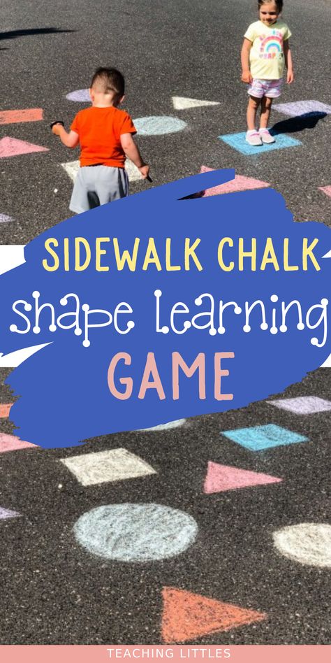 Shapes Outdoor Activities, Sensory Sidewalk Chalk Path, Bucketlist 2024, Sidewalk Chalk Games, Math Activities For Toddlers, Shape Learning, Chalk Activities, Playground Painting, September Preschool