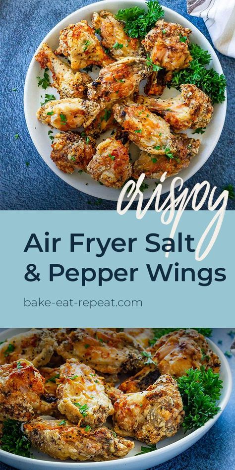 Salt And Pepper Wings, Wings In The Air Fryer, Air Fryer Recipes Chicken Wings, Wings Recipe Baked, Air Fryer Wings, Best Appetizer, Cooked Chicken Recipes, Crispy Wings, Air Fryer Recipe