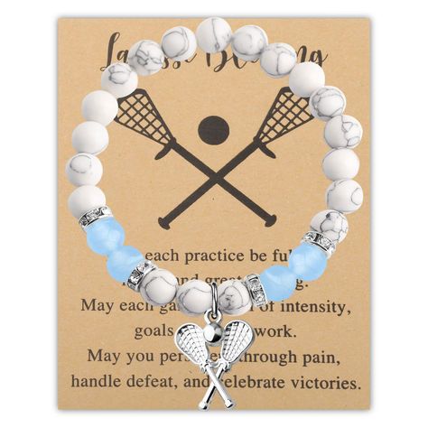 PRICES MAY VARY. ✭This inspiring lacrosse stick Pendant bracelet is a season-ending, thank-you gift for lacrosse players, lacrosse teams and lacrosse coaches. ✭Birthday gift, Christmas gift, Thanksgiving gift, Valentine's Day gift, holiday gift, New Year's gift, wedding anniversary gift, suitable for any occasion. ✭Message card reads:Lacrosse Blessing.May each practice be full of hustle and great passing.May each game be full of intensity,goals,and teamwork.May you persevere through pain, handle Sports Gift Basket, Friendship Pins, Lacrosse Coach, Lover Bracelet, Lacrosse Stick, Lacrosse Gifts, Lacrosse Team, Lacrosse Sticks, Lacrosse Girls