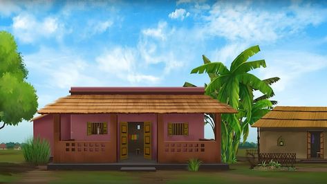 2d animation cartoon poor house backgrou... | Premium Photo #Freepik #photo #house #home #sky #architecture Cartoon Home Background, Indian Village House, Copul Pic, Copul Pic Cartoon, Medieval Landscape, Pic Cartoon, Poor House, Sky Architecture, House Background