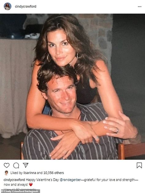 Soul mates: In the sweet throwback, the brunette beauty has her arms wrapped around Gerber... Famous Movie Couples, Steve Kazee, Famous Celebrity Couples, Rande Gerber, Fictional Couples, Richest Celebrities, Still Together, Mom Dr