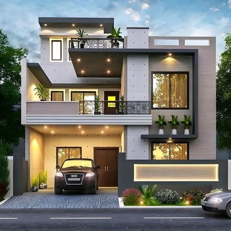 Indian House Exterior Design, House Structure Design, Front Elevation Design, House Outer Design, Small House Front Design, House Balcony Design, Two Story House, Modern Small House Design, Small House Design Exterior