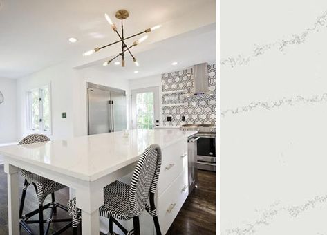 Live Beautifully with HanStone Quartz Kitchen Countertops Hanstone Tranquility Quartz, Hanstone Quartz, New York Theme, Pure White Background, Countertop Options, Quartz Kitchen Countertops, Quartz Kitchen, Quartz Countertop, White Kitchen Design