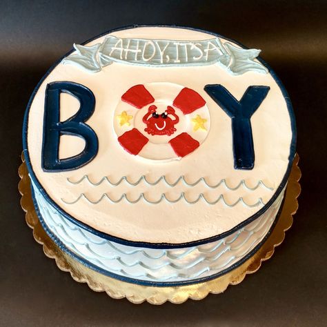 Ahoy Its A Boy Cake, Nautical Baby Shower Cake, Baby Boy Shower Cake, Boy Shower Cake, Nautical Baby Shower Boy, Boy Cakes, Mustache Baby Shower, Ahoy Its A Boy, Sprinkle Shower