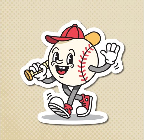 Baseball Cartoon Character Royalty Free Stock SVG Vector and Clip Art Baseball Cartoon, Retro Baseball, Retro Cartoon, Abstract Designs, Retro Cartoons, Comic Styles, Book Print, Cartoon Illustration, Cartoon Character