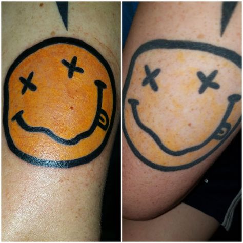 Smiley Face With X Eyes Tattoo, Eye Tattoo Meaning, Smiley Face Tattoo, Fresh Tattoo, Face Tattoo, Eye Tattoo, Tattoos With Meaning, Smiley Face, Fish Tattoos