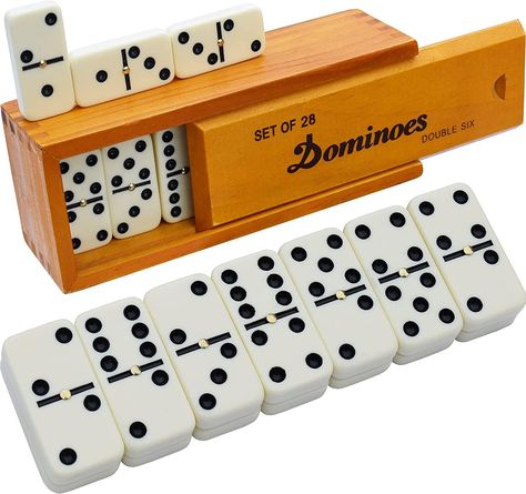 Dominoes Double 6 for Family Games - Double Six Standard Dominos Set 28 Tiles with Brown Wood Case

Age Range (Description): Adult and Kid
Number of Players: 4
Brand: Queensell
Theme: Game
Material: Wood, Plastic, Metal Dominos Set, Family Games For Kids, Tiles Game, Domino Games, Backgammon Set, Tile Games, Dominoes Set, Classic Board Games, Traditional Games