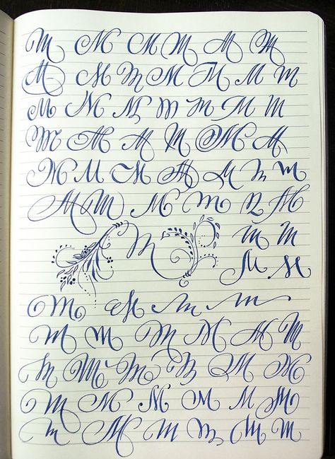 Majuscule M variants by Polish calligrapher Barbara Galinska on Behance Calligraphy Fonts Alphabet, The Letter M, Calligraphy Tutorial, Cursive Alphabet, Copperplate Calligraphy, Tattoo Lettering Fonts, Hand Lettering Art, Hand Lettering Fonts, Hand Lettering Alphabet