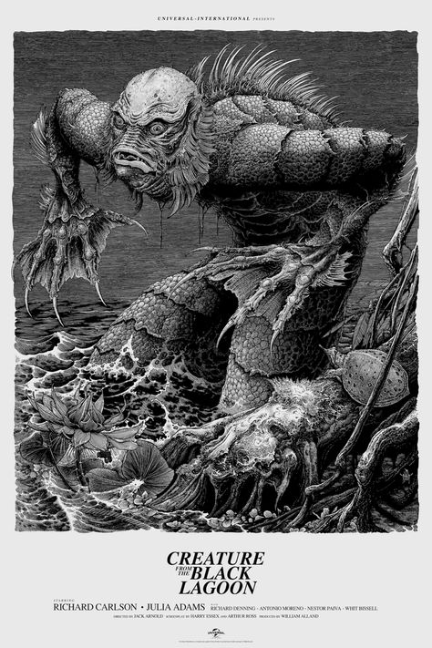 THE CREATURE FROM THE BLACK LAGOON | brandon holt Brandon Holt, Universal Monsters Art, Mondo Posters, Universal Studios Monsters, Monster Munch, Creature From The Black Lagoon, The Black Lagoon, Famous Monsters, Horror Monsters