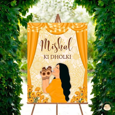 Welcome your guests with this festive Dholki/Mayoun/Mehndi Welcome Sign that features a Hand drawn image of a bride! Dholki Sign, Mehndi Signs, Mehndi Sign, Wedding Hoop, Welcome Board, Printed Invitations, Print Store, Wedding Signs, Welcome Sign