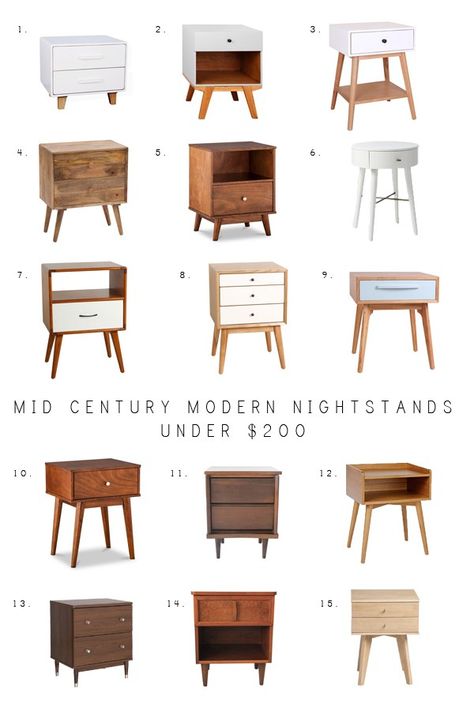 Mid Century Modern Nightstands Under $200 Affordable Nightstand, Design Interior Modern, Minimalist Dekor, Modern Nightstands, Mid Century Modern Nightstand, Mid Century Modern Bedroom, Interior Modern, Modern Nightstand, Mid Century Modern Decor