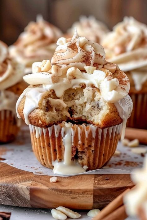 White Chocolate Cinnamon Banana Muffins | White Chocolate Banana Muffins, Cinnamon Banana Muffins, White Chocolate Chip Muffins, Banana Cinnamon Muffins, Yogurt Muffins, White Chocolate Chip, Sweet Muffin, Cinnamon Chips, Ripe Bananas