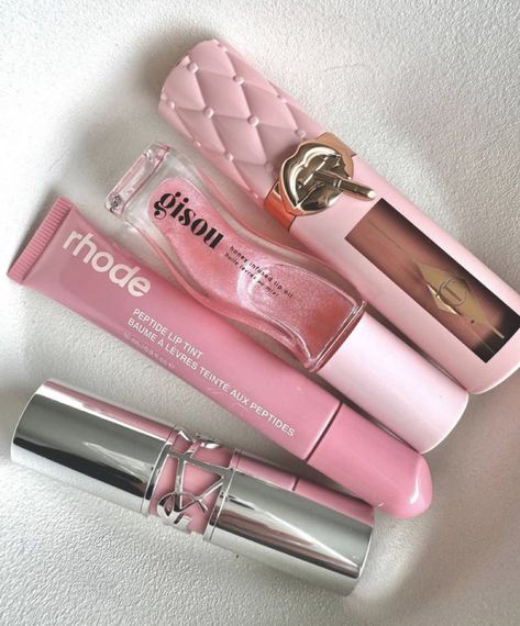 Pink Makeup Aesthetic Products, Lippies Aesthetic, Pink Lippies, Makeup Collection Aesthetic, Pink Lip Aesthetic, Aesthetic Lipgloss, Aesthetic Lipstick, Sephora Skin Care, Pink Lifestyle