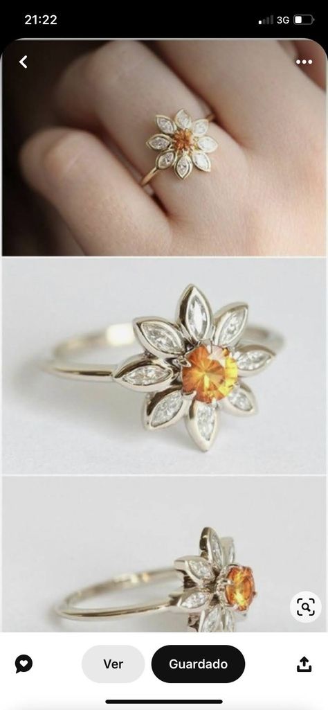 Tom Foolery, قلادات متدلية, Round Engagement, Daisy Ring, Orange Sapphire, Alternative Engagement Rings, Deco Jewelry, Art Deco Jewelry, Magpie