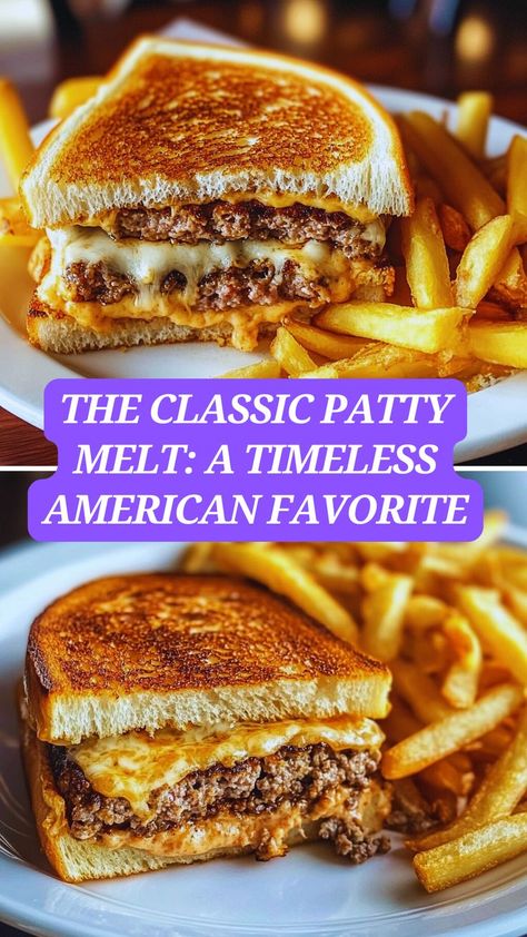 🍔 Satisfy your cravings with this Classic Patty Melt! A juicy beef patty, caramelized onions, melty Swiss cheese, and crispy rye bread come together for a flavor-packed sandwich that’s both cozy and delicious. Perfect for a quick meal or a diner-style treat at home, this patty melt is an easy, flavorful twist on the classic burger. Don’t miss out on this comfort food favorite! 😋✨ Classic Burger, Patty Melt, Tasty Dinner, American Diner, Beef Patty, Rye Bread, Quick Meal, One Pan Meals, Swiss Cheese