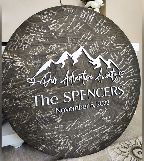 3D Wedding Guest Book Alternative Mountain Wedding Sign - Etsy Mountain Silhouette, Wedding Guest Book Alternative, Family Name Sign, Guest Book Alternative, Wedding Guest Book Alternatives, Family Name Signs, Guest Book Sign, Guest Book Alternatives, Adventure Wedding