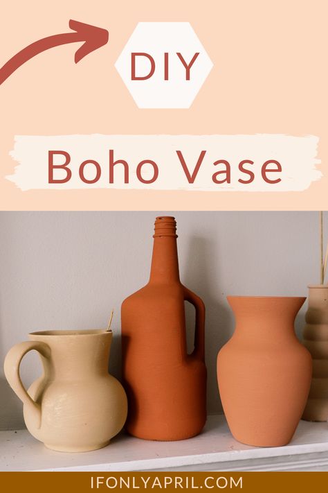 Boho Vases Decor, Diy Boho Planters, Diy Boho Decorations, Diy Boho Vase, Diy Boho Art, Boho Room Diy, Bohemian Decorating Ideas, Terracotta Diy, Living Room Boho Decor