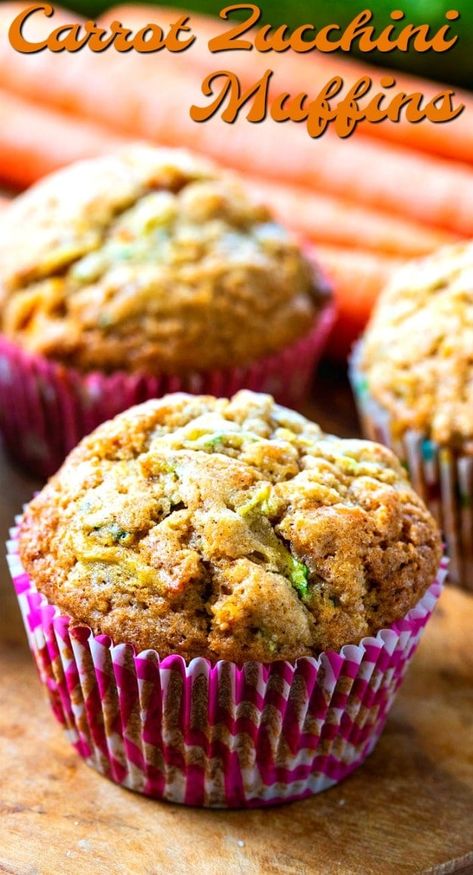 Carrot Muffins Easy, Carrot Zucchini Muffins, Carrot Muffin Recipe, Carrot Zucchini, Zucchini Carrot, Spicy Southern Kitchen, Zucchini Muffin Recipes, Muffin Flavors, Muffins Easy